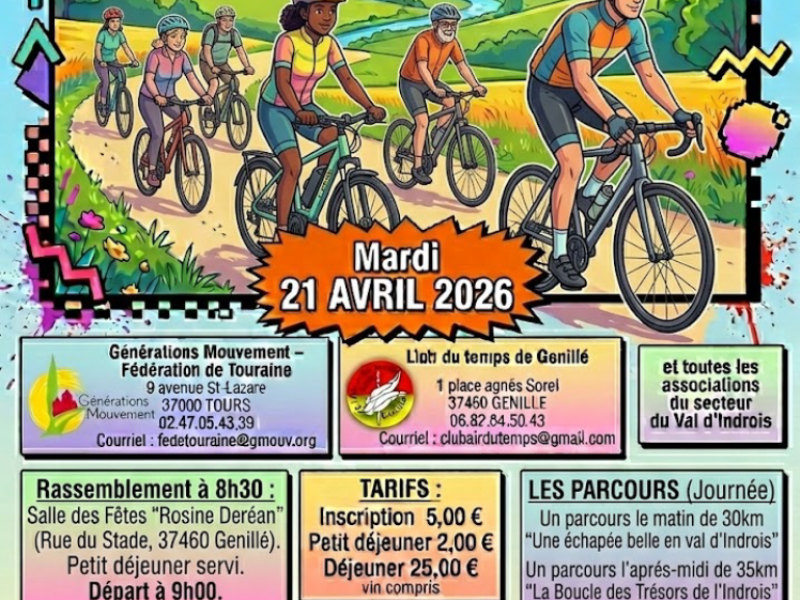 BALADE CYCLOTOURISTIQUE de Printemps – Genillé – Secteur Val d&rsquo;Indrois